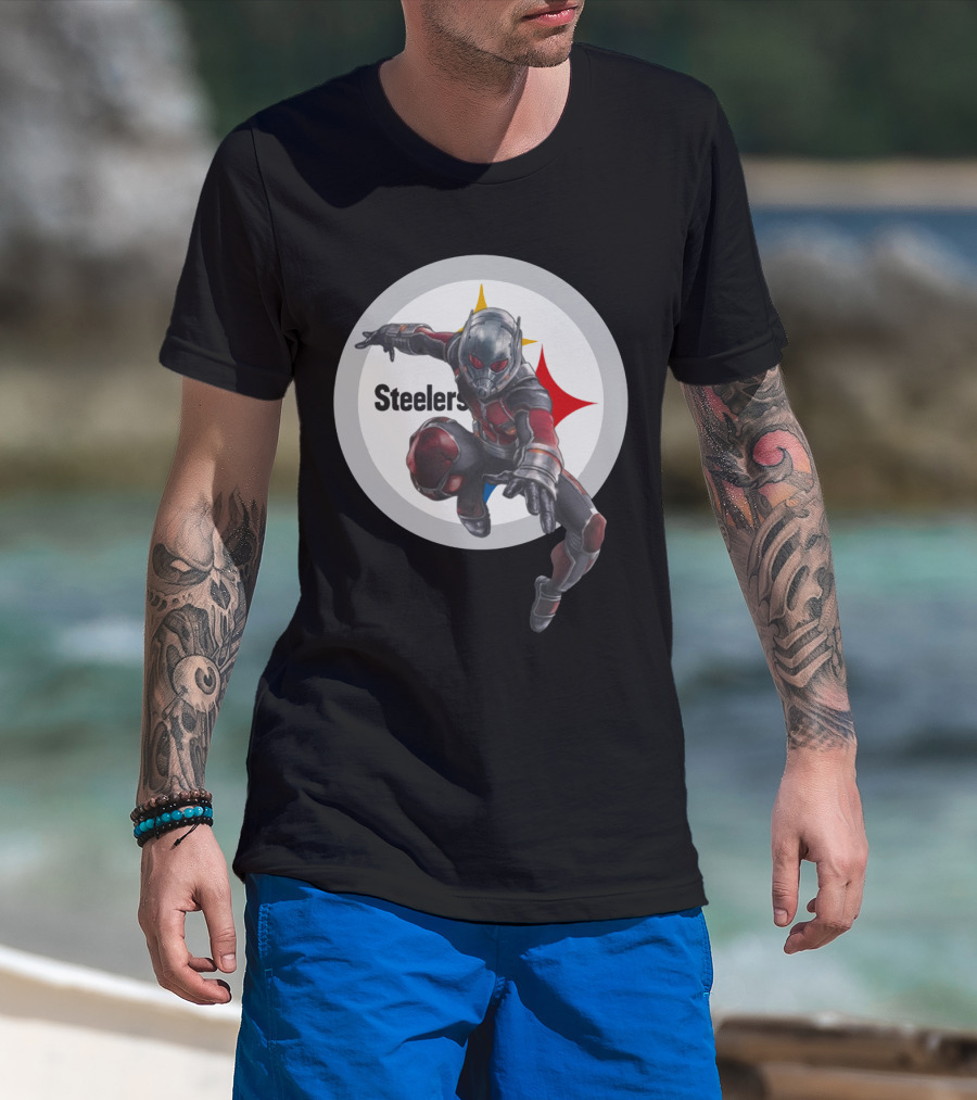Pittsburgh Steelers Ant-Man Marvel Crossover T-Shirt