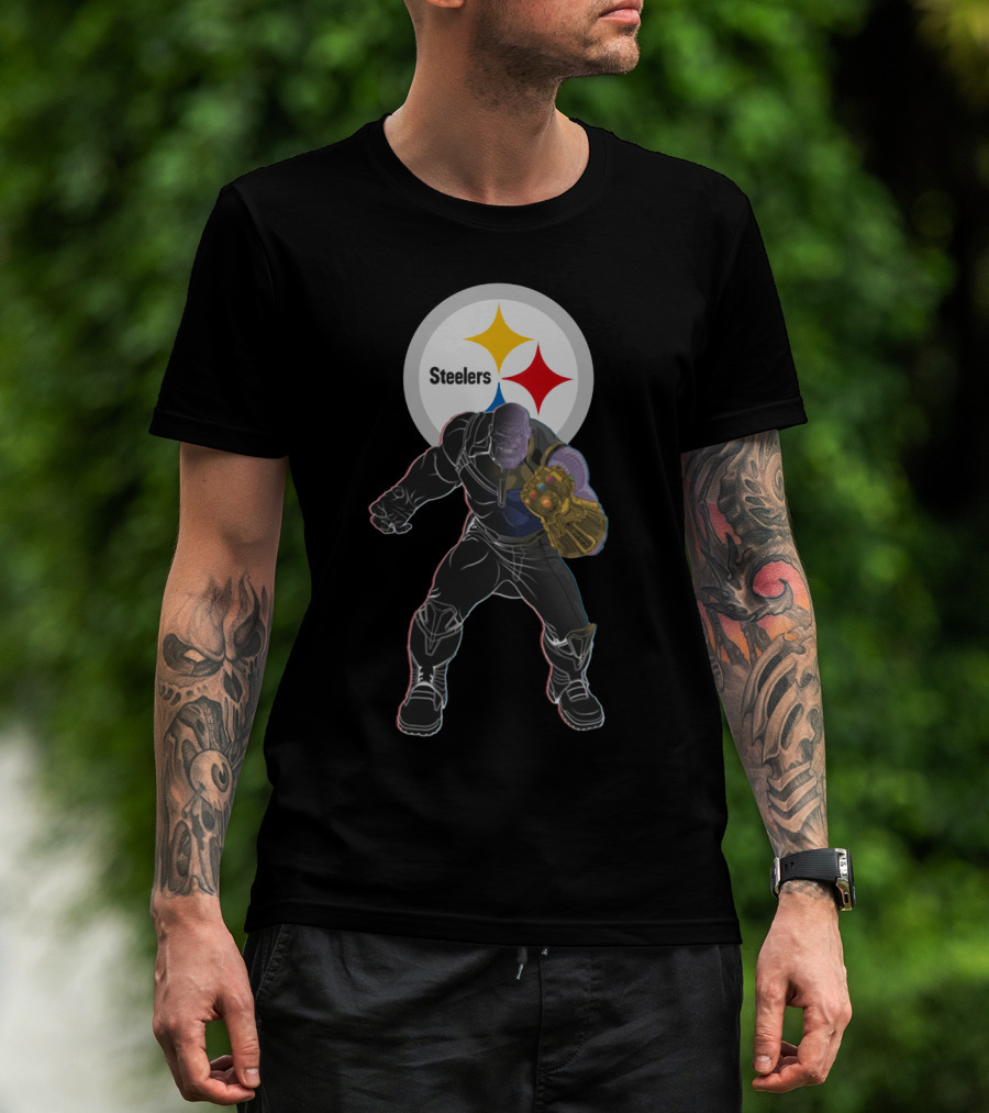 Steelers Nfl Team With Infinity Gauntlet Comic Crossover T-Shirt