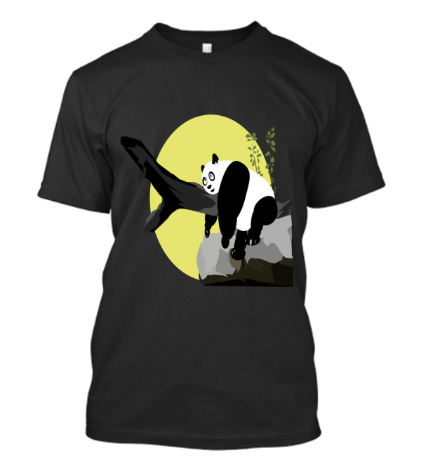 Lazy Panda Relaxing On Tree Branch With Moonlit Background T-Shirt
