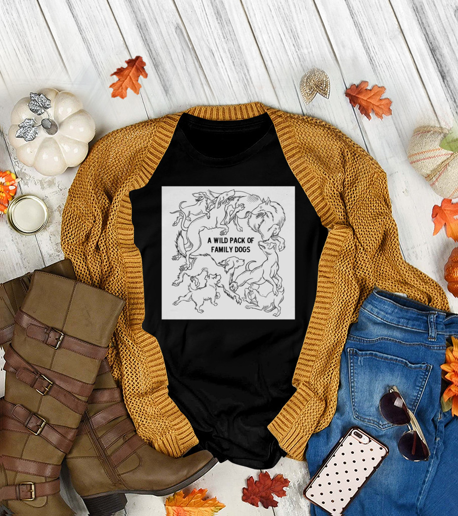A Wild Pack of Family Dogs Running Together in Energetic Harmony T-Shirt
