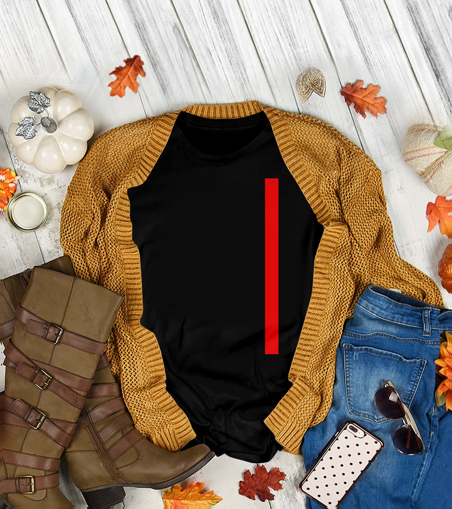 RedLine Vertical Red Stripe Minimalist T-Shirt