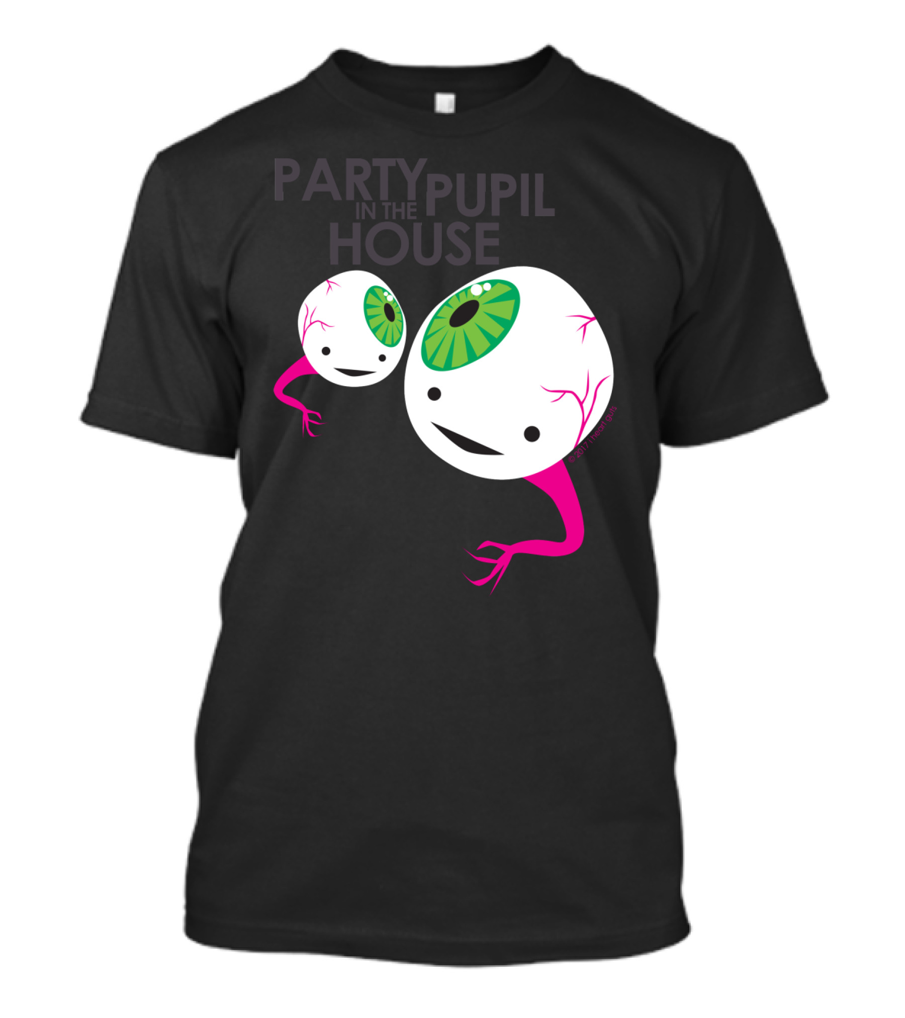 Eyeball Party Pupil In The House Floating Green Eye Creatures T-Shirt
