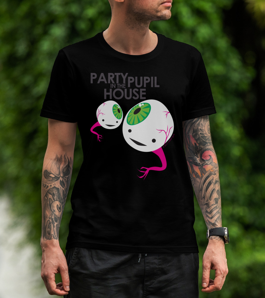 Eyeball Party Pupil In The House Floating Green Eye Creatures T-Shirt