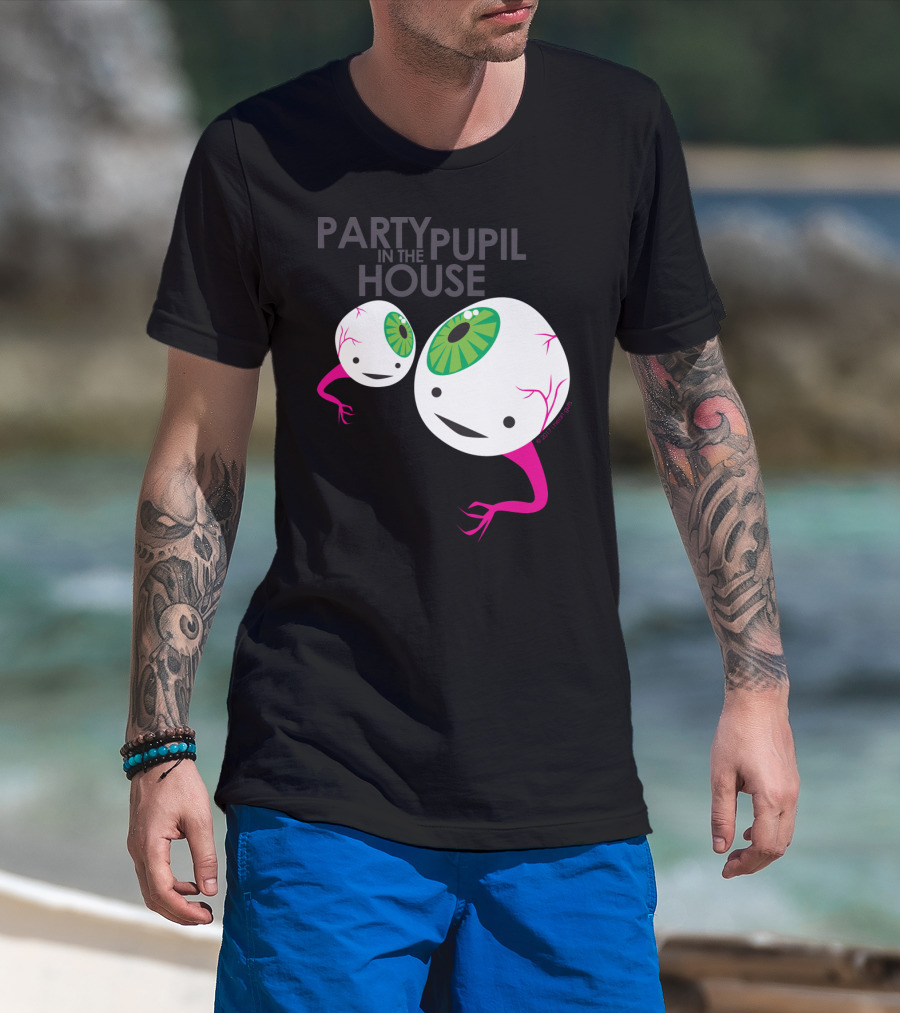 Eyeball Party Pupil In The House Floating Green Eye Creatures T-Shirt