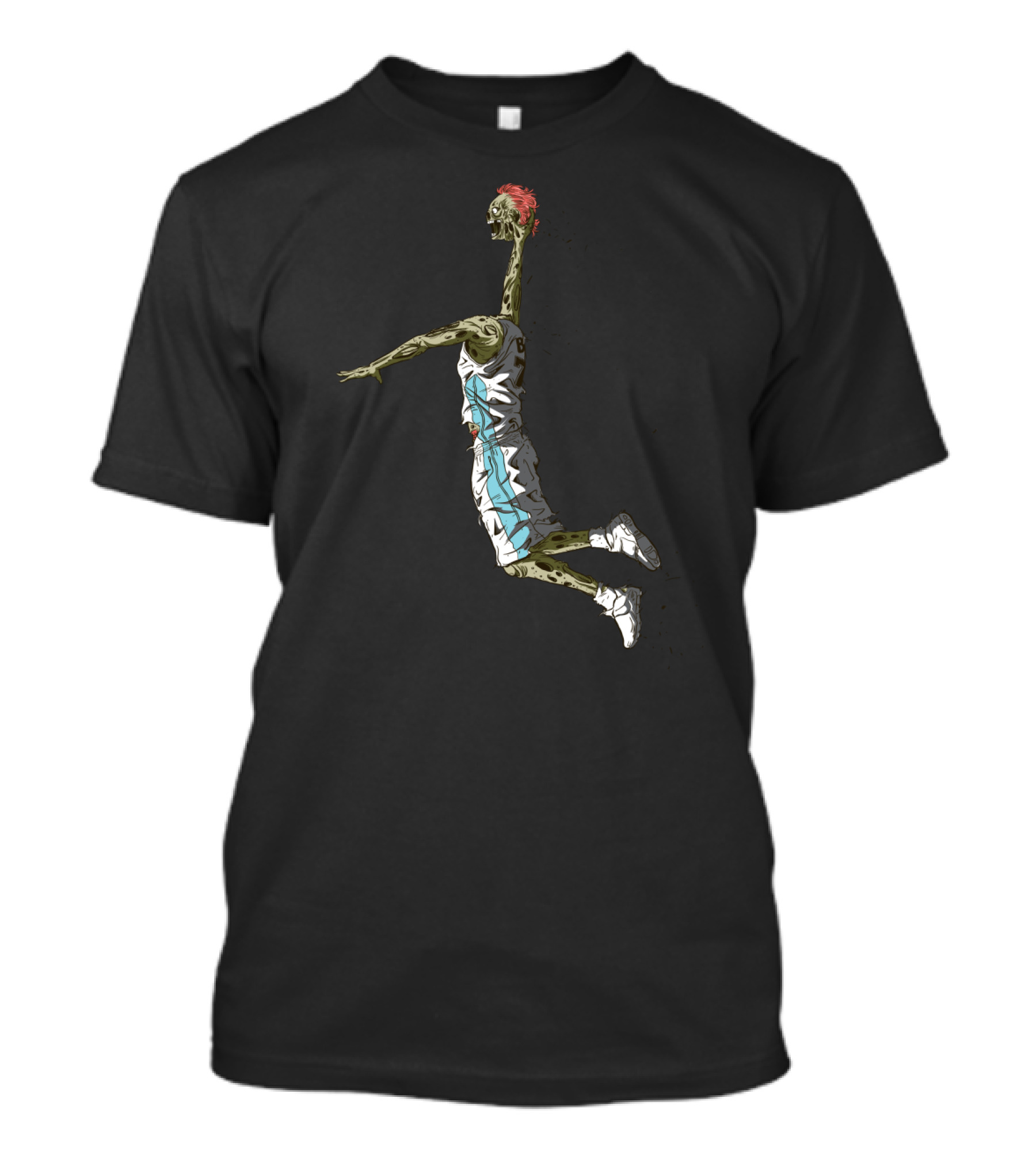 Slam Dunk Zombie Basketball Player With Red Hair And Dynamic Pose T-Shirt