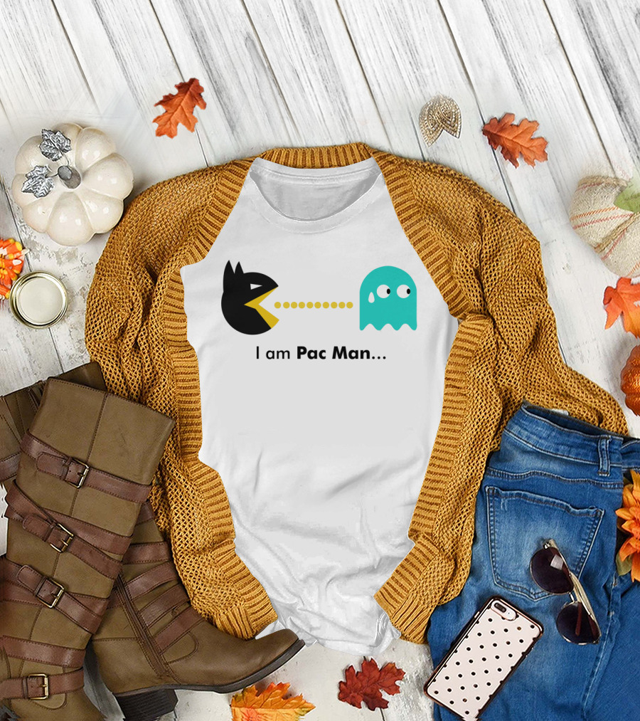I Am Pac Man Batman Ghost Humorous Gaming Crossover T-Shirt
