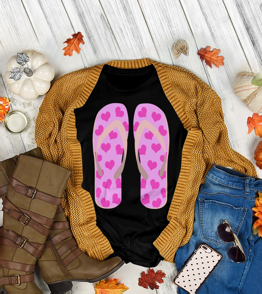 Flip Flops Pink Heart T-Shirt