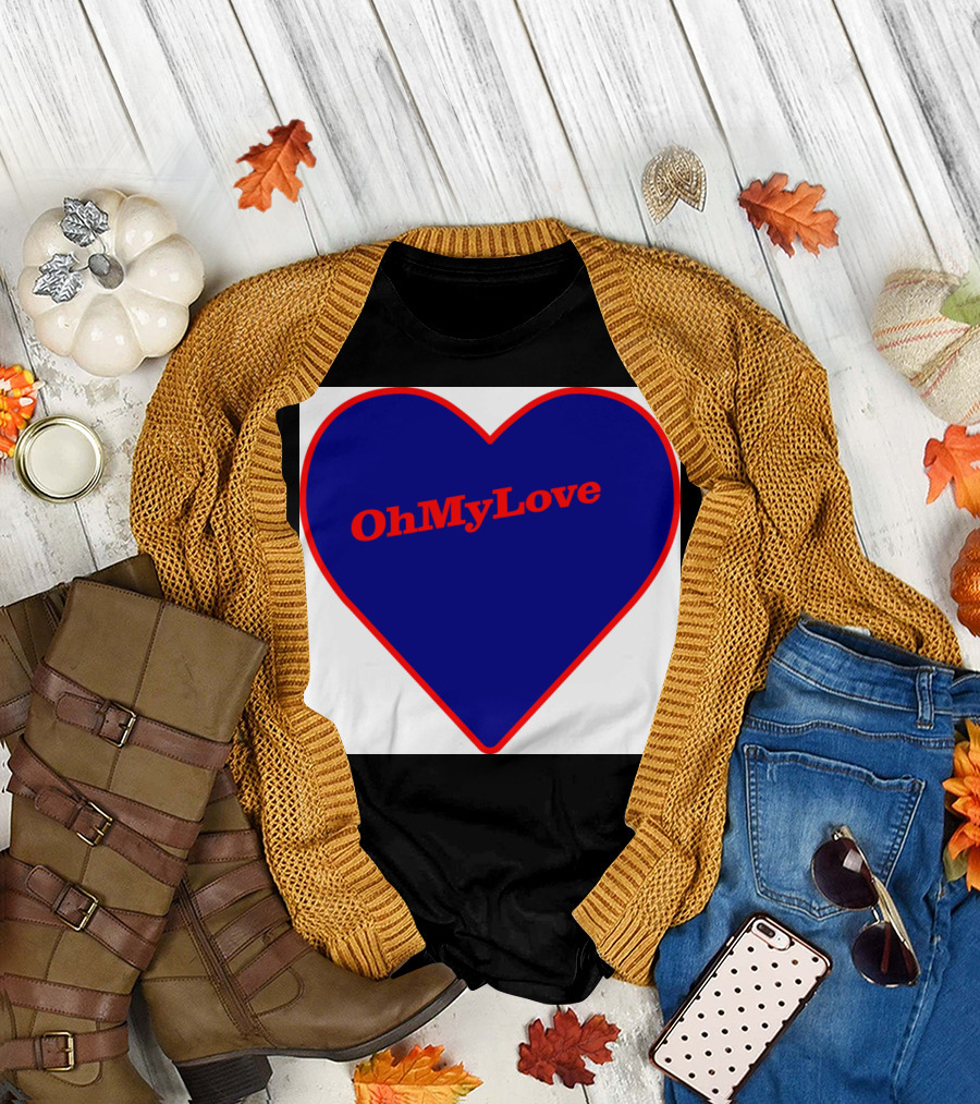 Oh My Love Blue Red Heart T-Shirt