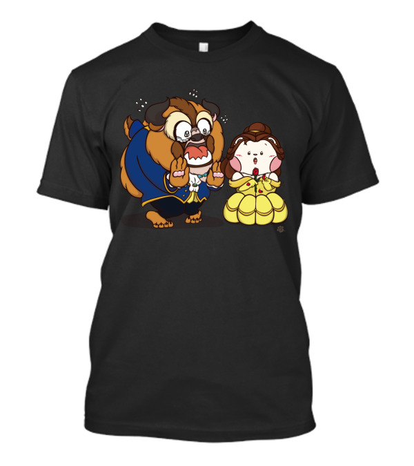 Beauty And The Beast Adorable Chibi Style Characters In Blue And Yellow Dress T-Shirt