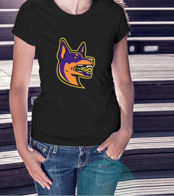 Angry Australian Kelpie Dog Mascot Snarling With Fierce Expression T-Shirt