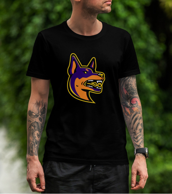 Angry Australian Kelpie Dog Mascot Snarling With Fierce Expression T-Shirt