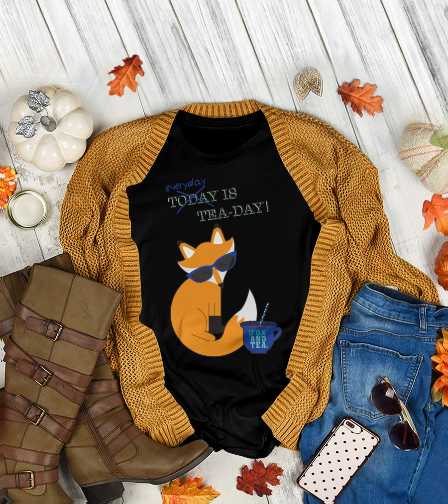 Everyday Is Fox and Tea-Day Fun with a Fox in Sunglasses T-Shirt