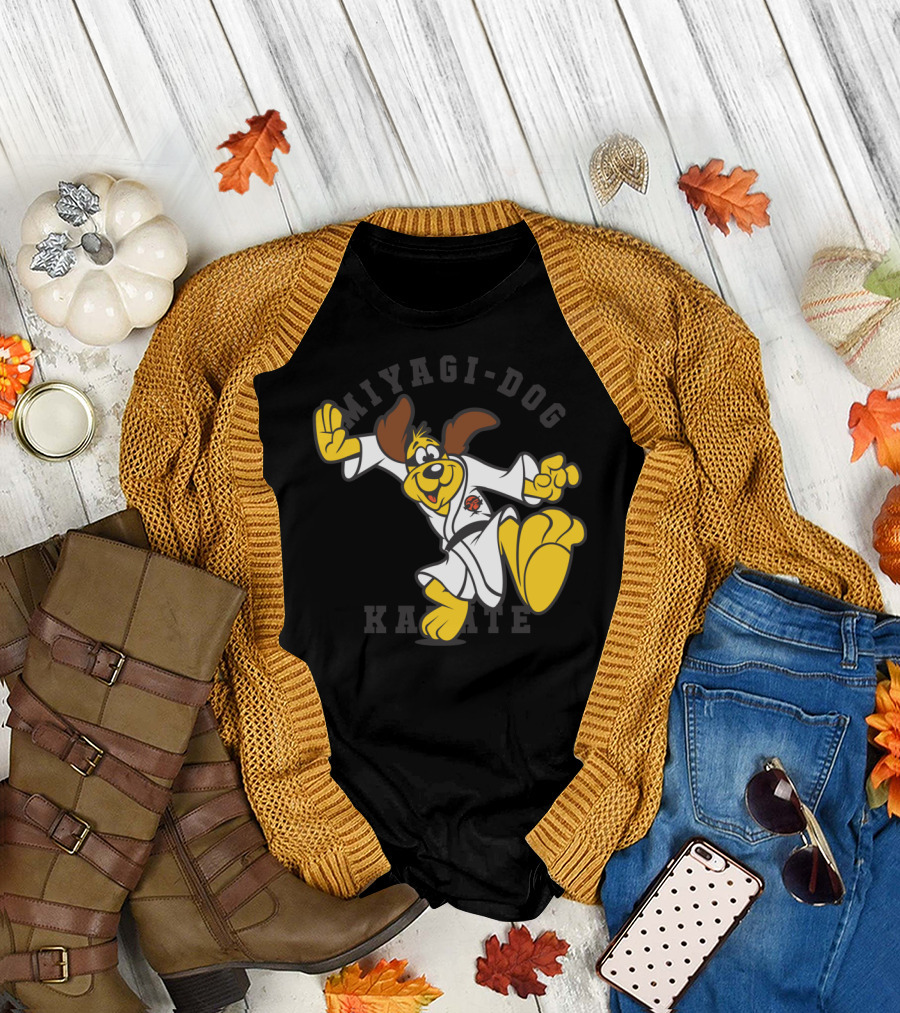 Miyagi-Dog Karate Puppy in Gi with Martial Arts Pose T-Shirt