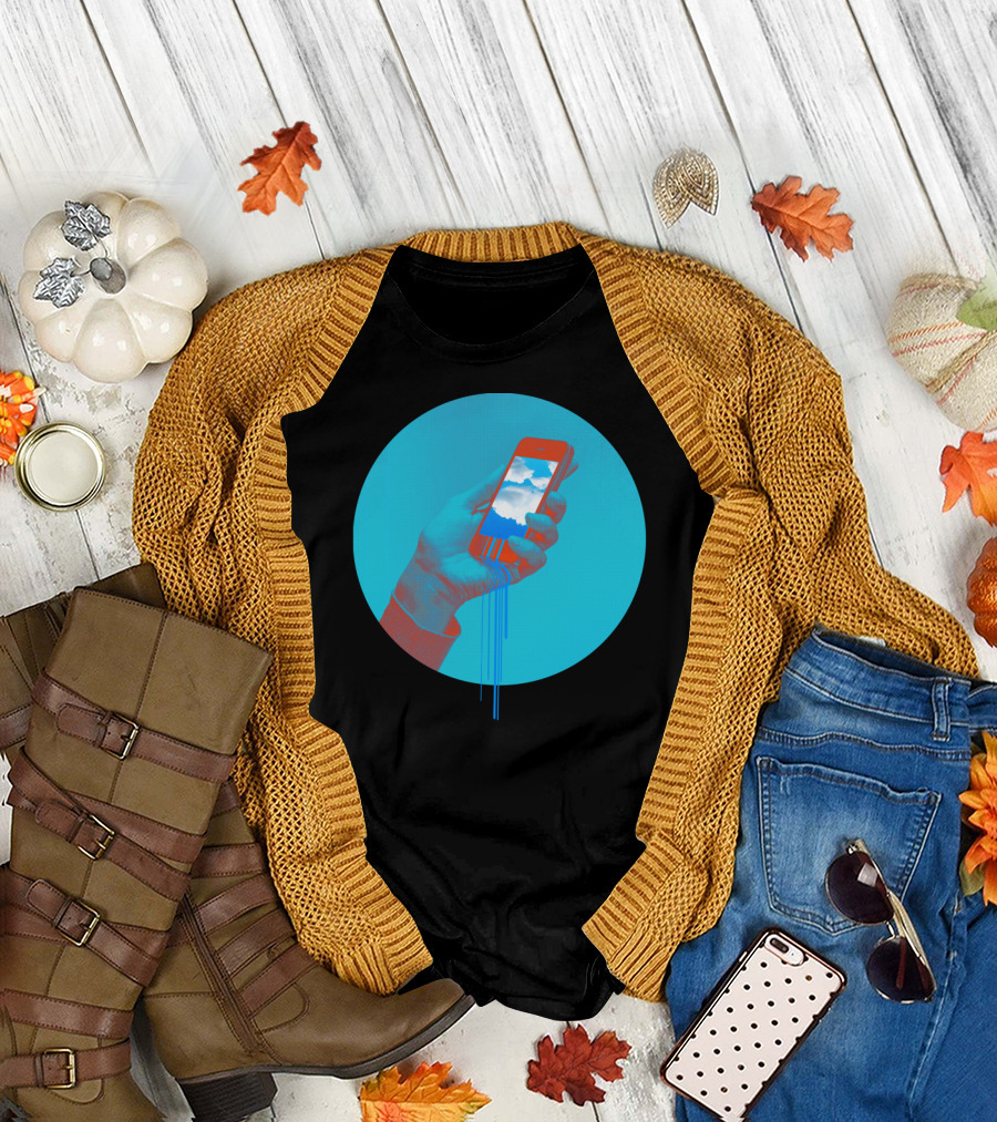 Hell Phone Surreal Cloud Portal in Hand T-Shirt