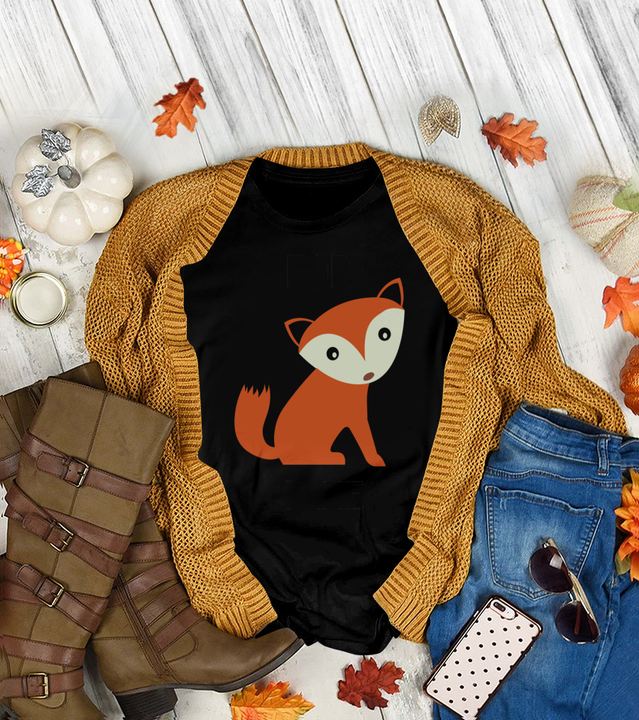 For Fox Sake Cute Sitting Cartoon Fox T-Shirt
