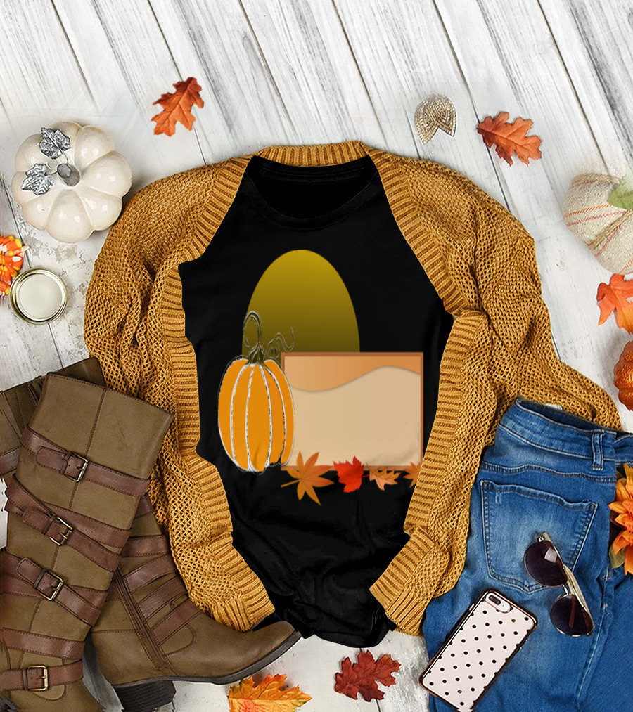 Pumpkin Autumn Leaves Signage Banner T-Shirt