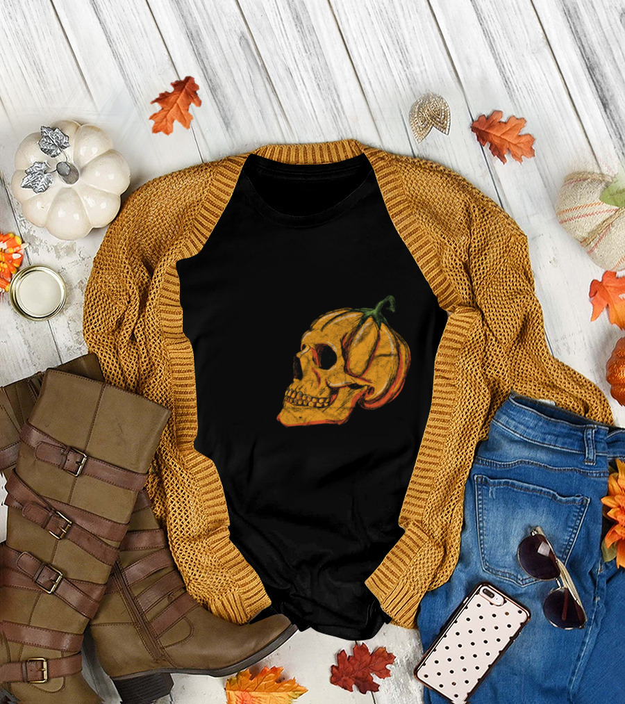 Trick or Treat Pumpkin Skull Grudge T-Shirt