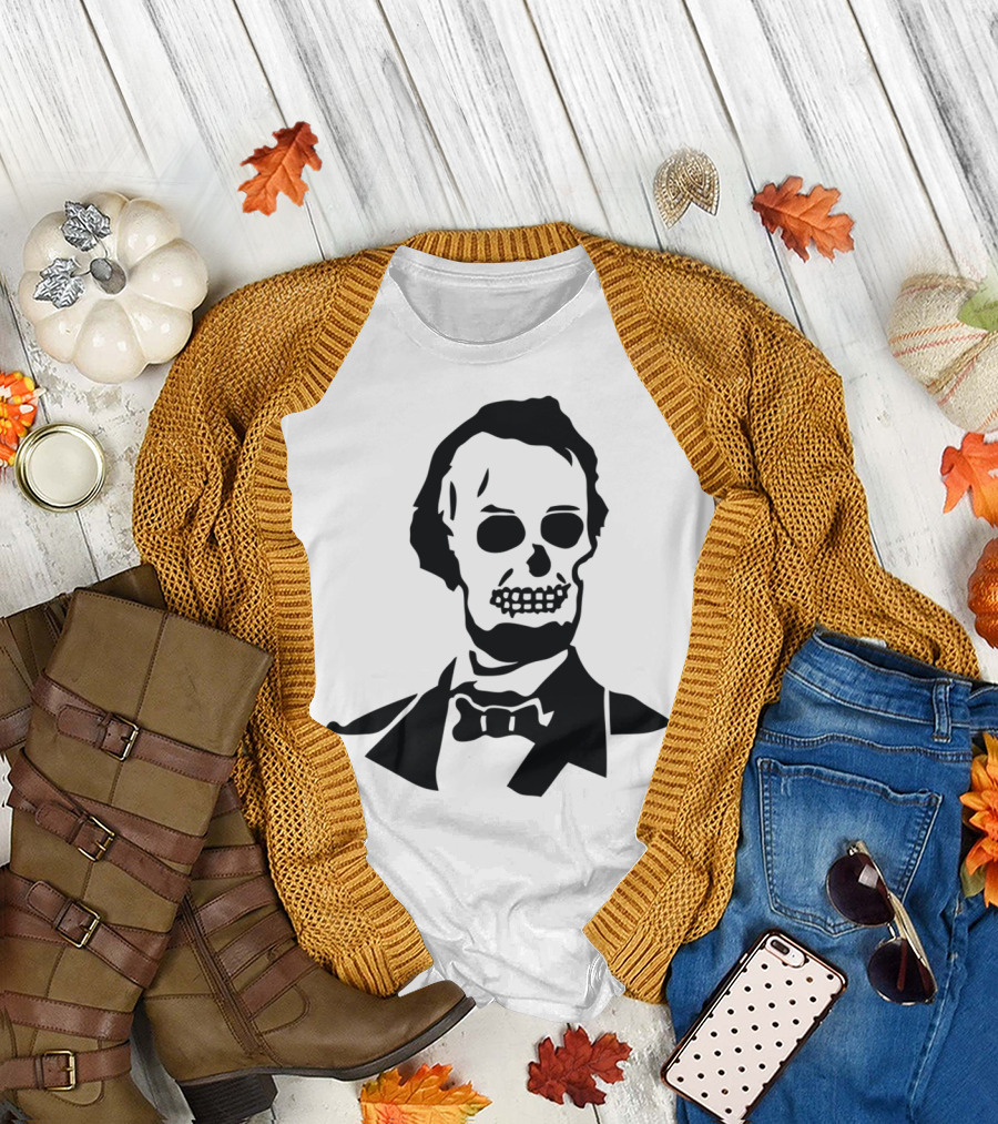 Abe Skeleton Silhouette with Suit and Bowtie T-Shirt