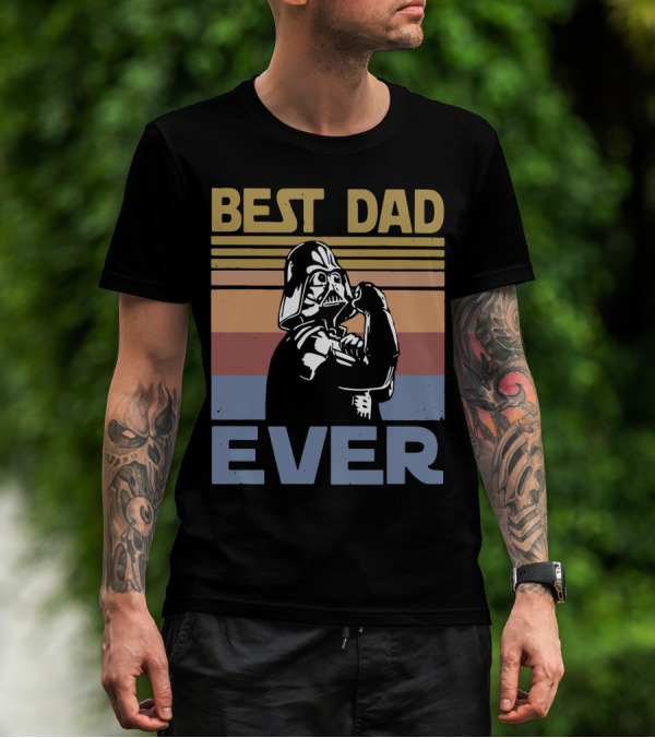 Vintage Best Dad Ever Darth Vader Retro Stripes T-Shirt