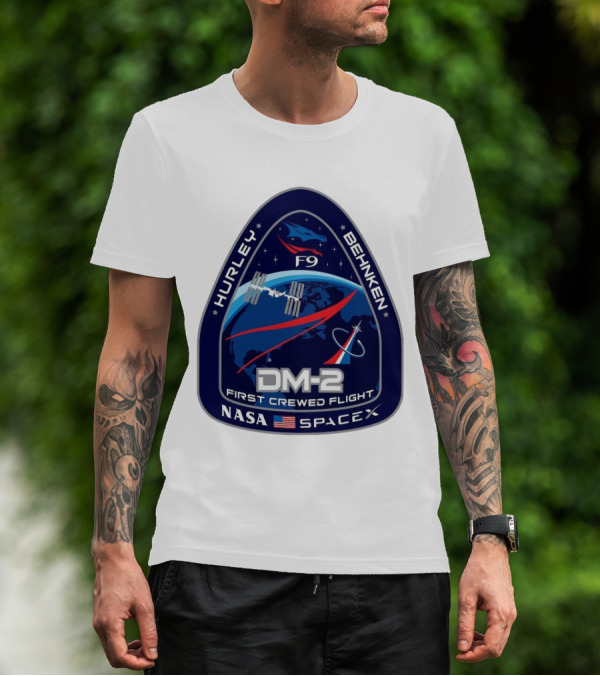 Nasa Spacex DM-2 Hurley Behnken First Crewed Flight F9 Badge T-Shirt