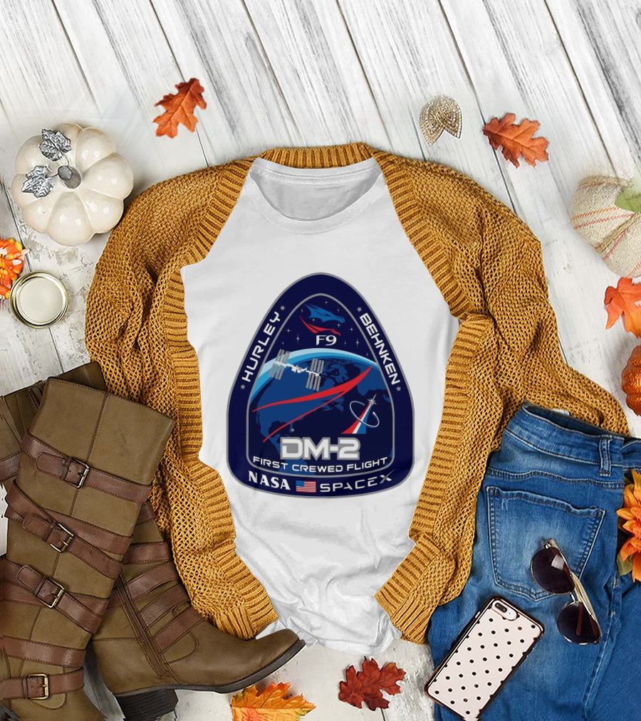 Nasa Spacex DM-2 Hurley Behnken First Crewed Flight F9 Badge T-Shirt