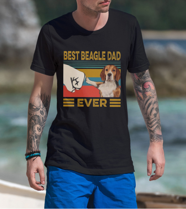Best Beagle Dad Ever Retro Fist Bump With Beagle T-Shirt