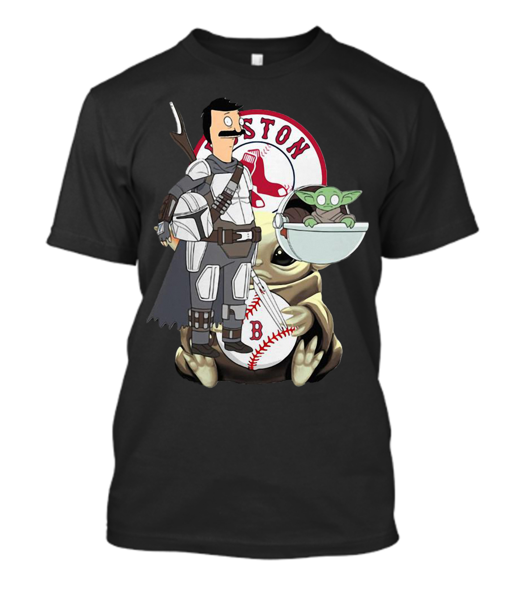 Bob's Burgers Mandalorian And Baby Yoda Boston Red Sox Crossover T-Shirt