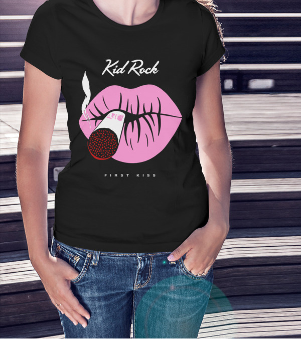 Kid Rock First Kiss Pink Lips With Cigarette Smoke T-Shirt