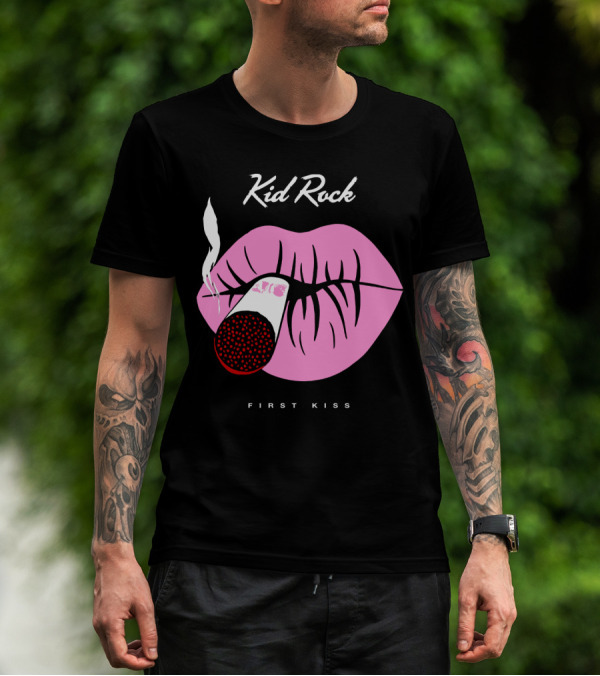 Kid Rock First Kiss Pink Lips With Cigarette Smoke T-Shirt