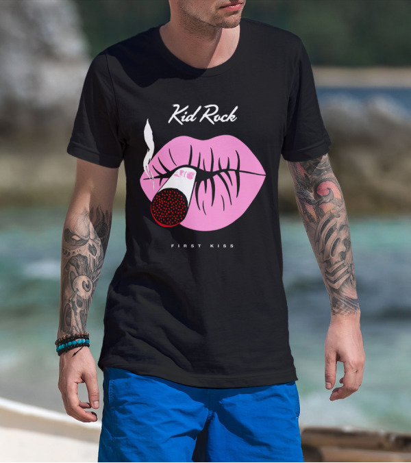 Kid Rock First Kiss Pink Lips With Cigarette Smoke T-Shirt