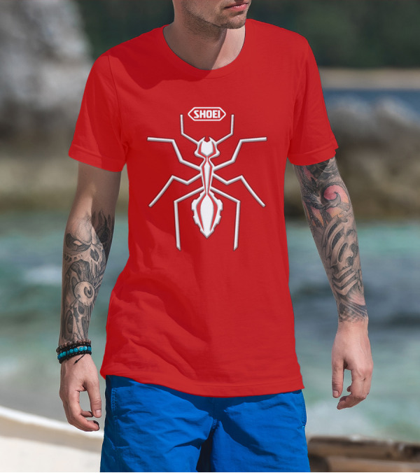 Shoei Logo Red With White Spider Outline T-Shirt