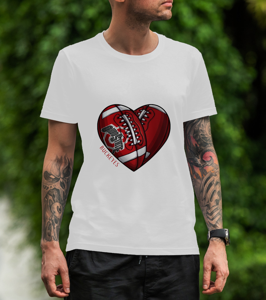 Ohio State Buckeyes Heart Football NCAA DH 90 T-Shirt