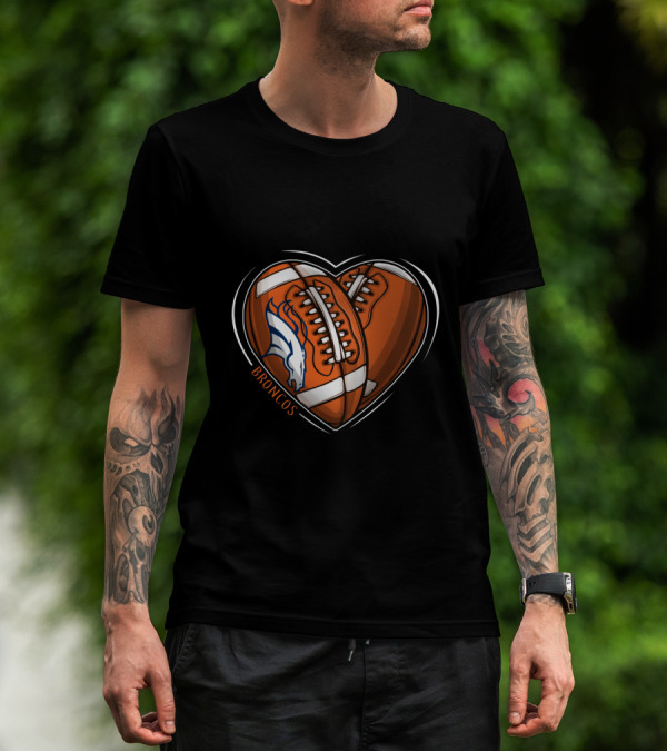 BBroncos Heart Design DH 90 NFL Denver Broncos T-Shirt
