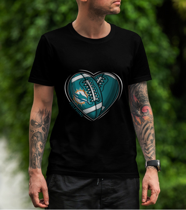 Miami Dolphins Heart Logo DH 90 NFL T-Shirt