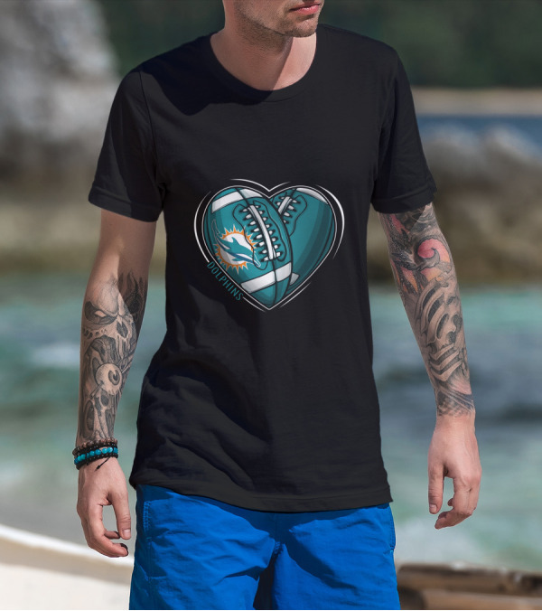 Miami Dolphins Heart Logo DH 90 NFL T-Shirt