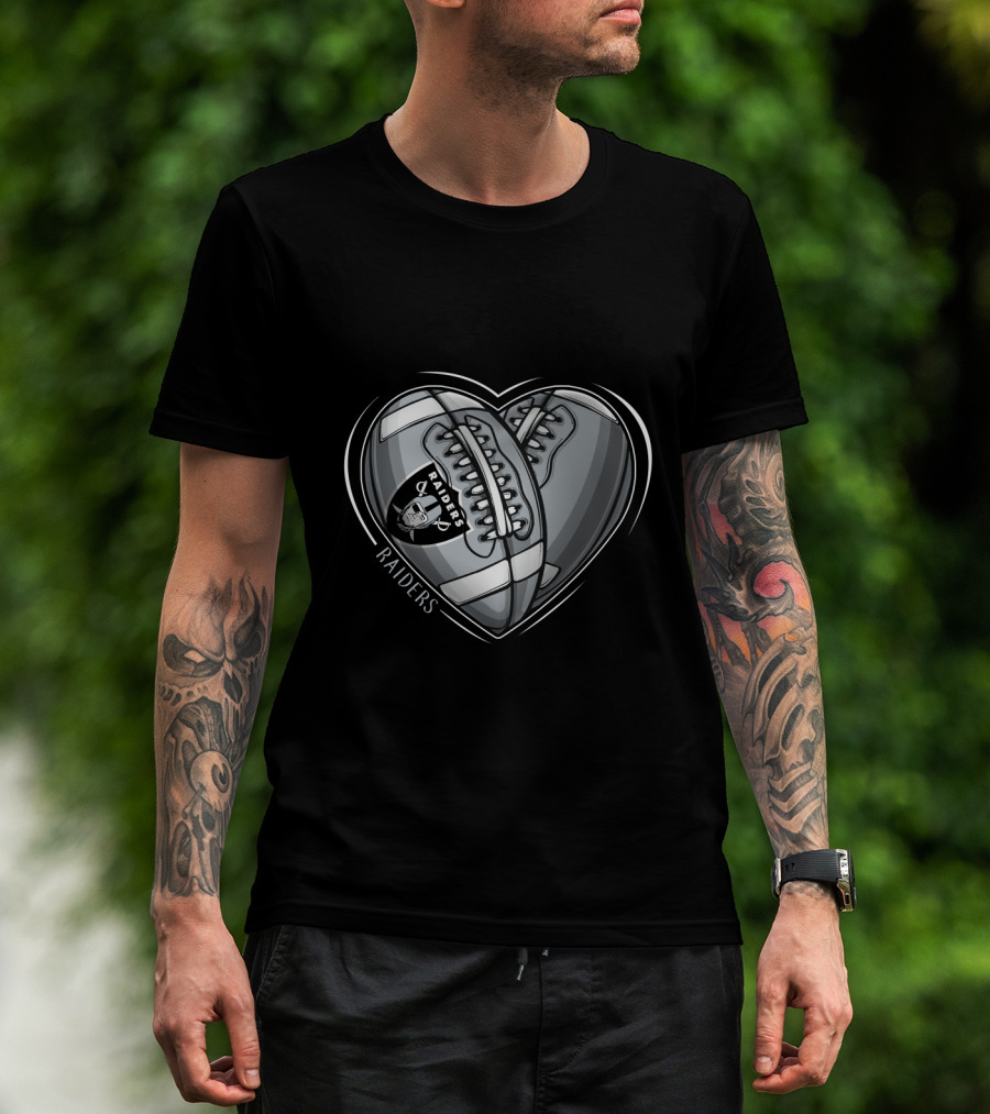 Raiders Heart Football Graphic DH 90 NFL Oakland Raiders T-Shirt