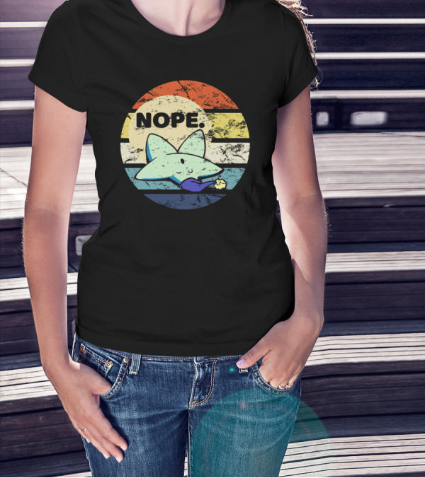 Nope Lazy Sleeping Star Vintage Rainbow Circle T-Shirt