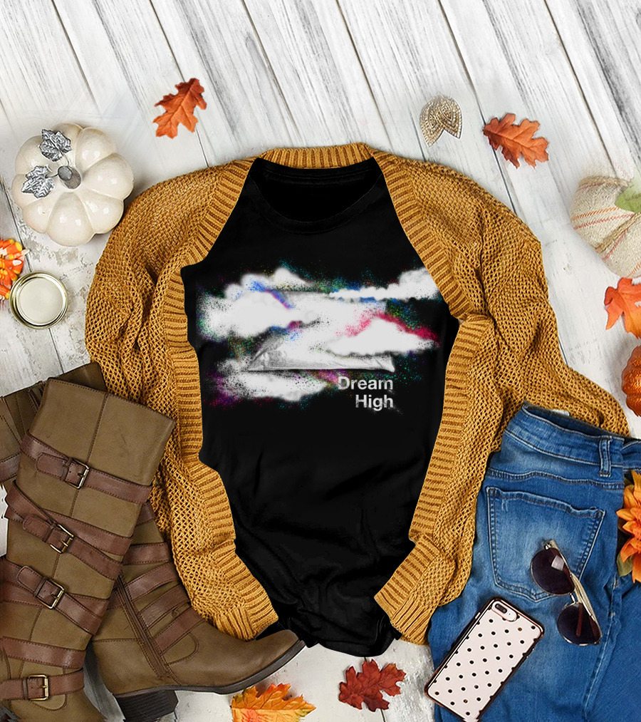 Dream High Vibrant Nebula and Abstract Triangle Cloud Scene T-Shirt