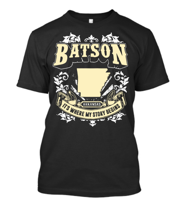 Batson Arkansas It's Where My Story Begins Papa Vintage Map And Ornate T-Shirt