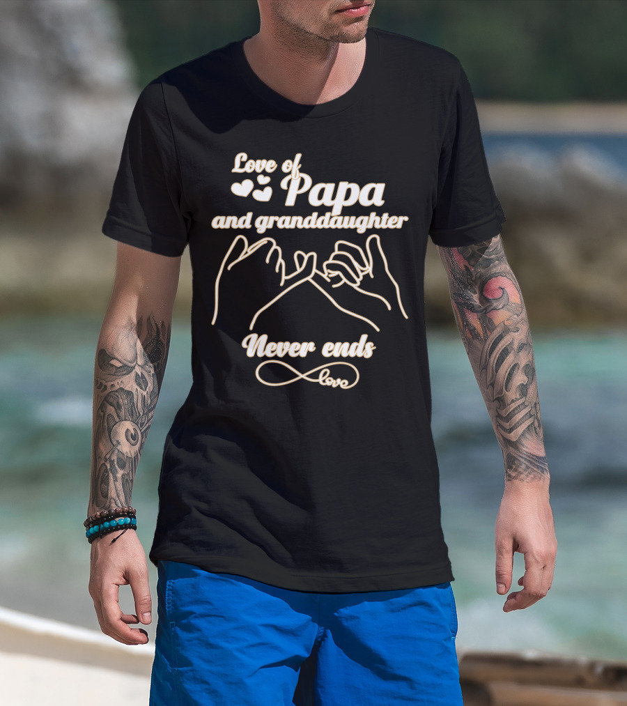 Love Of Papa And Granddaughter Never Ends With Heart And Pinky Promise Graphics T-Shirt