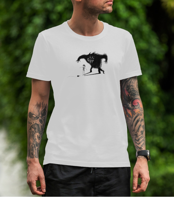 Big Monster Looming Over Child With Flashlight T-Shirt