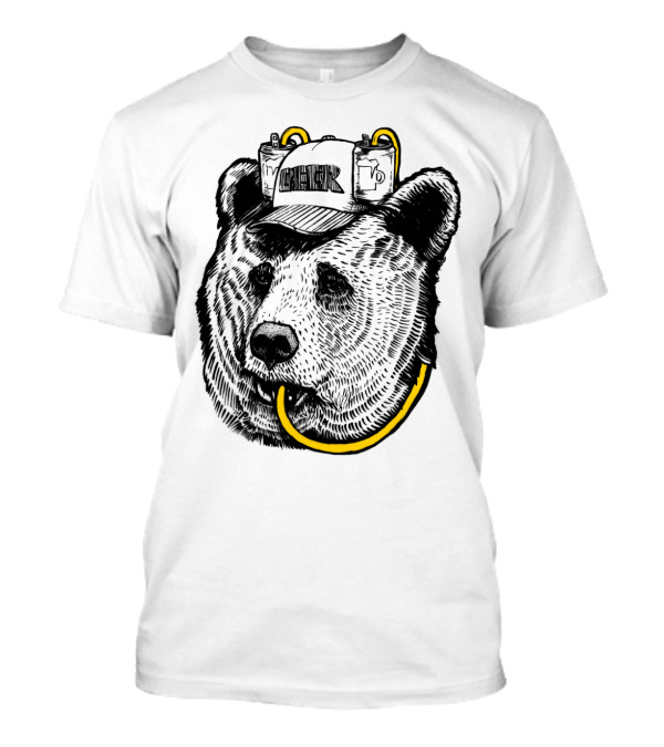 Beer Bear Helmet With Tubes Brown Grizzly T-Shirt