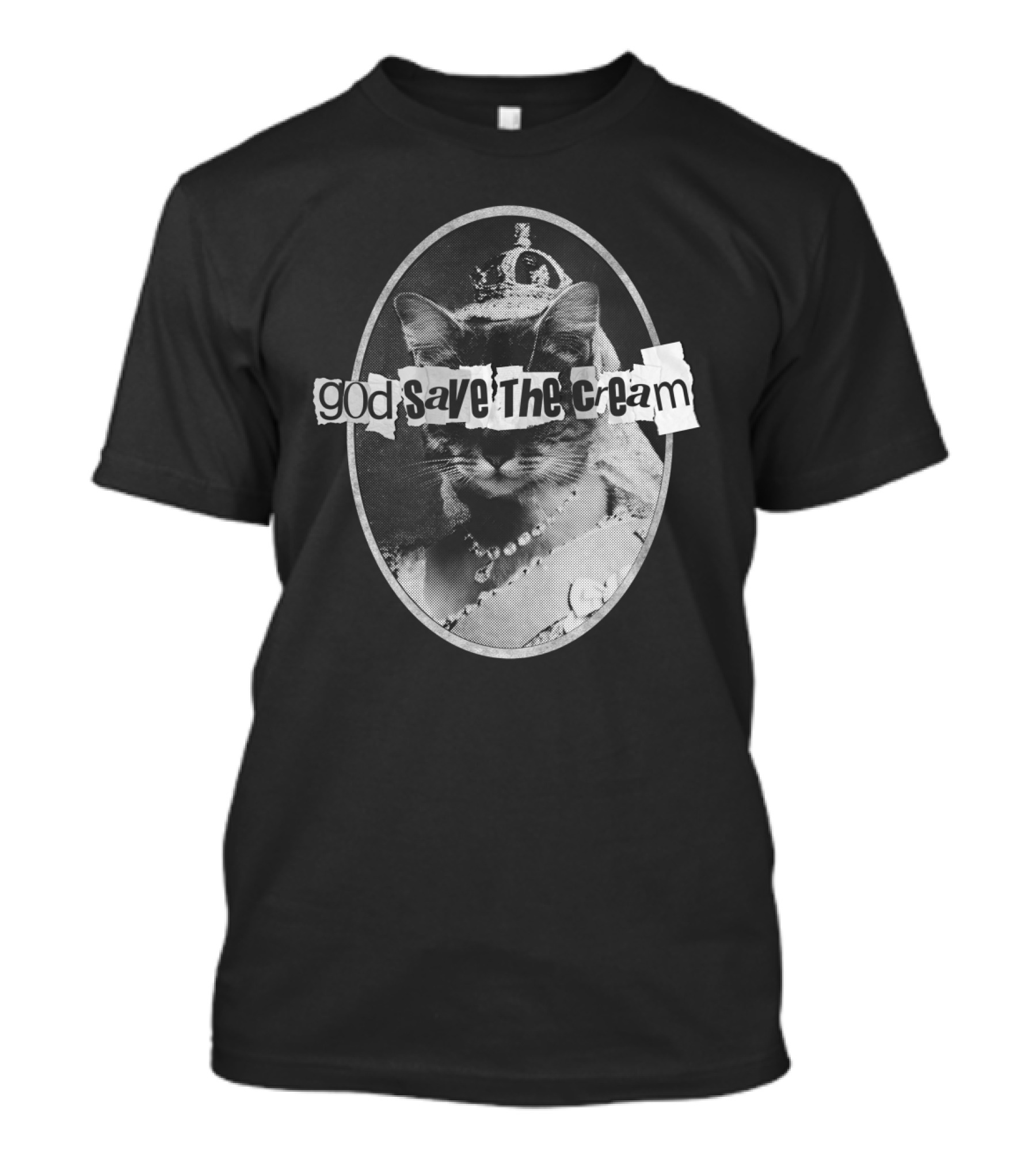 God Save The Cream Cat Portrait Never Mind The Furballs Playful T-Shirt