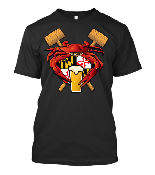 Maryland Crab Mallets Beer State Flag Crest T-Shirt