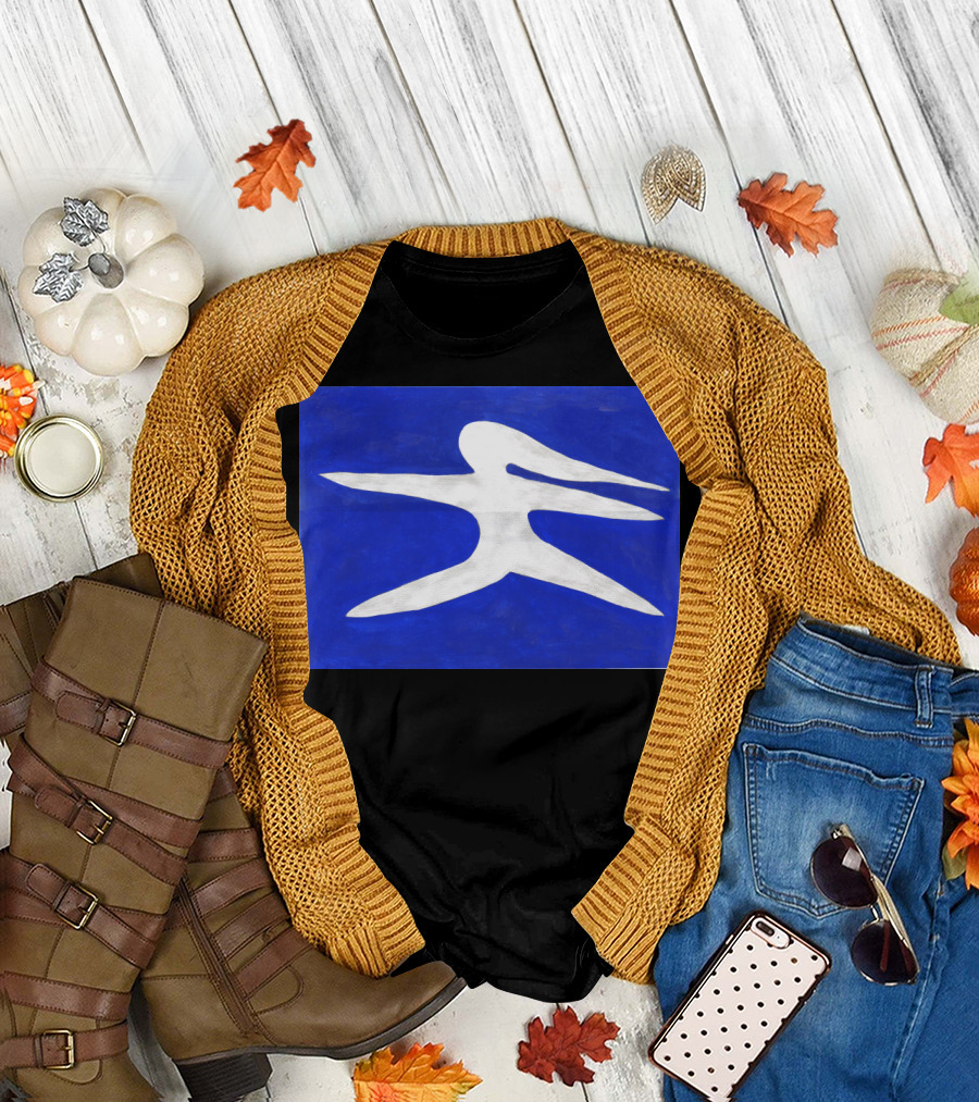 Silhouette of Girl in the Clouds on Vibrant Blue T-Shirt