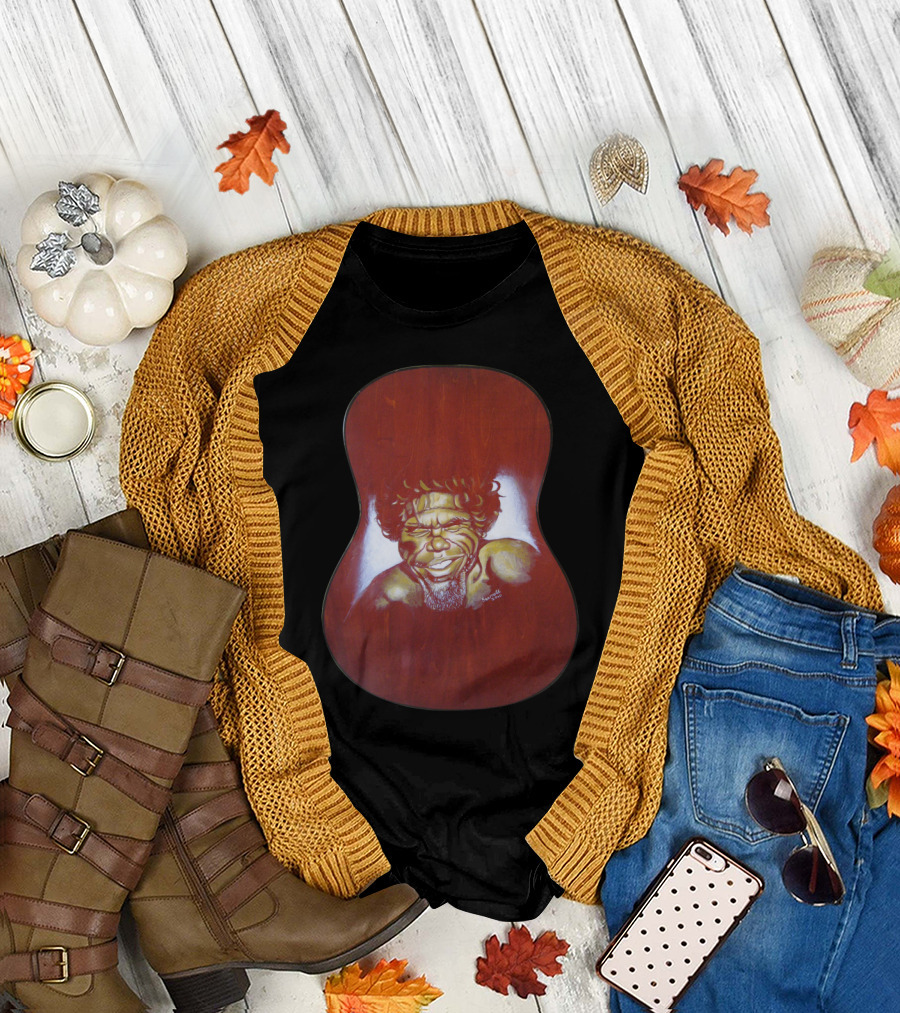 Aboriginal Art Portrait on Guitar Backdrop T-Shirt