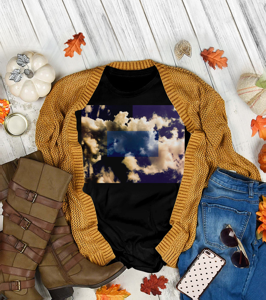 Cloud Perspectives Blue Sky Overlay Contrasting Light and Dark T-Shirt