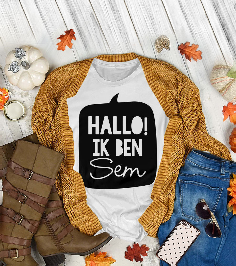 Hallo Ik Ben Sem Text with German Language Influence T-Shirt
