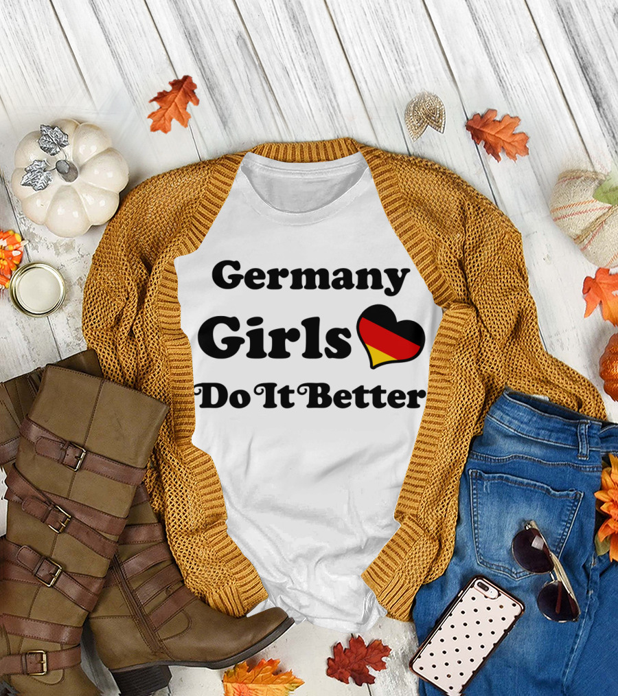 Germany Girls Do It Better Heart Symbol with German Flag Colors T-Shirt
