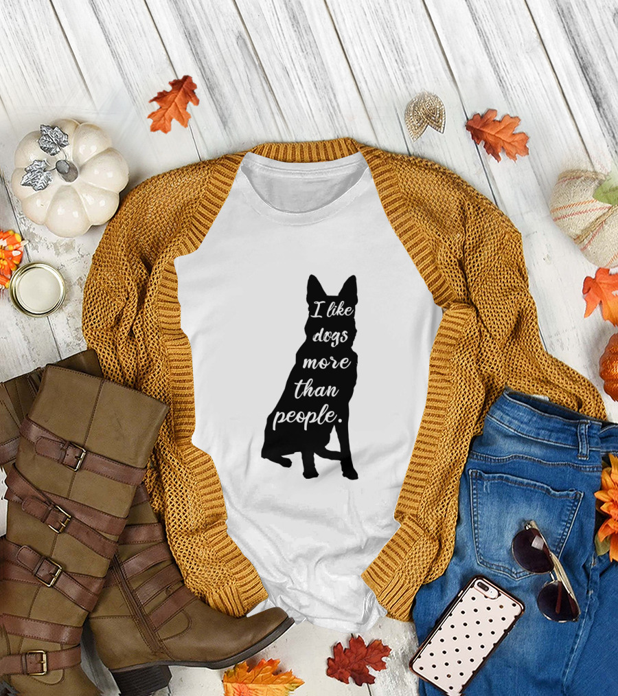 German Shepherds Silhouette I Like Dogs More Than People T-Shirt